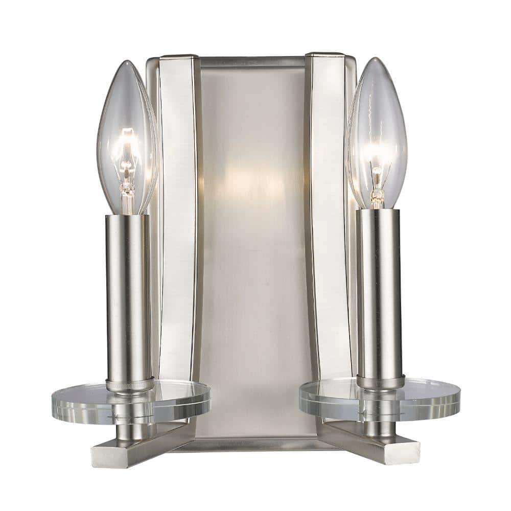 Verona 8.5 in. 2-Light Brushed Nickel Wall Sconce Light with No Bulb(s) Inc