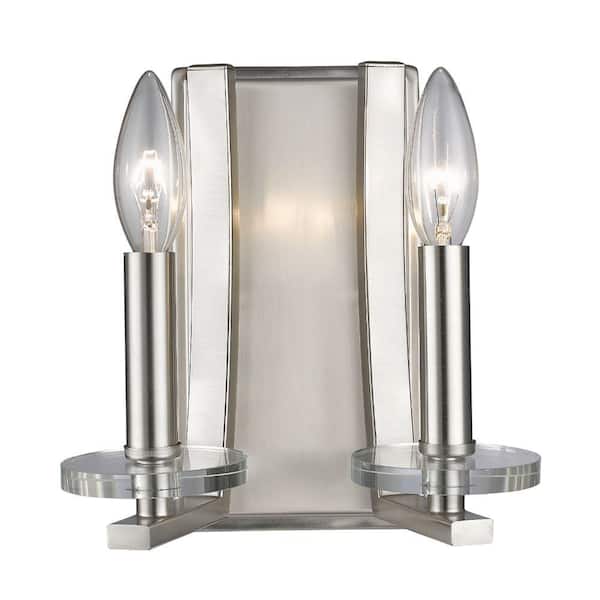 Unbranded Verona 8.5 in. 2-Light Brushed Nickel Wall Sconce Light with No Bulb(s) Included