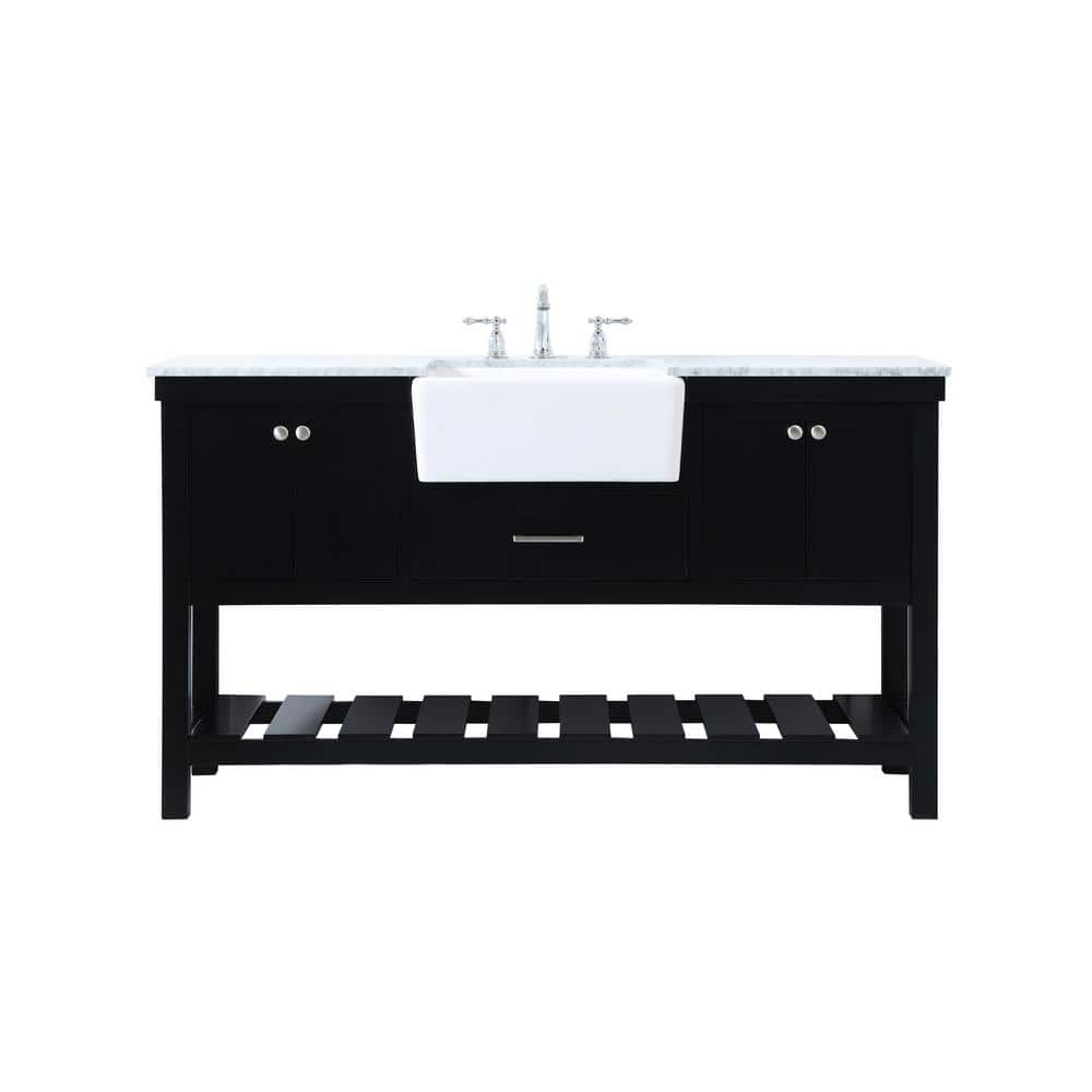Simply Living 60 in. W x 22 in. D x 34.125 in. H Bath Vanity in Black with 