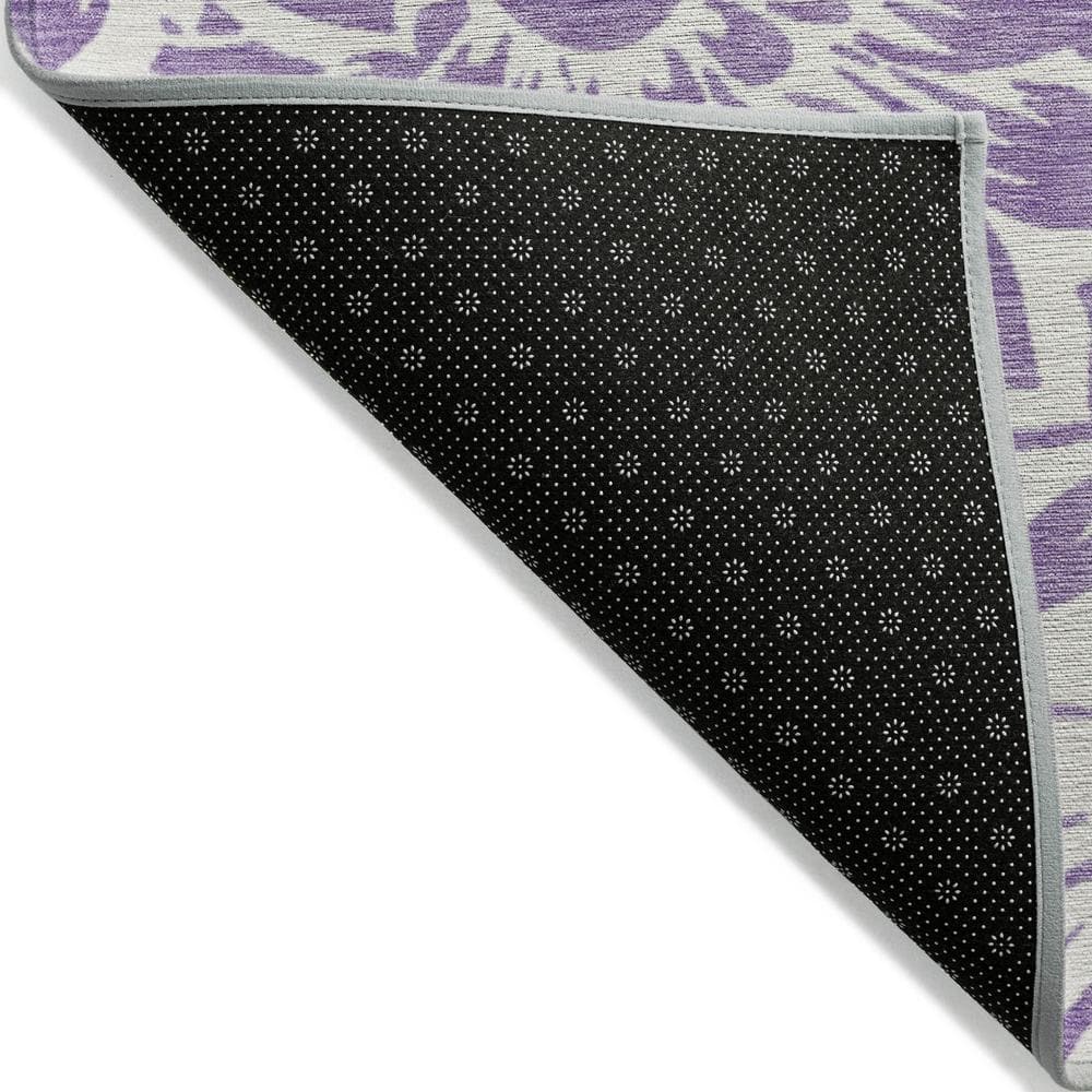 Purple Floral Machine Washable Indoor/Outdoor Runner Rug