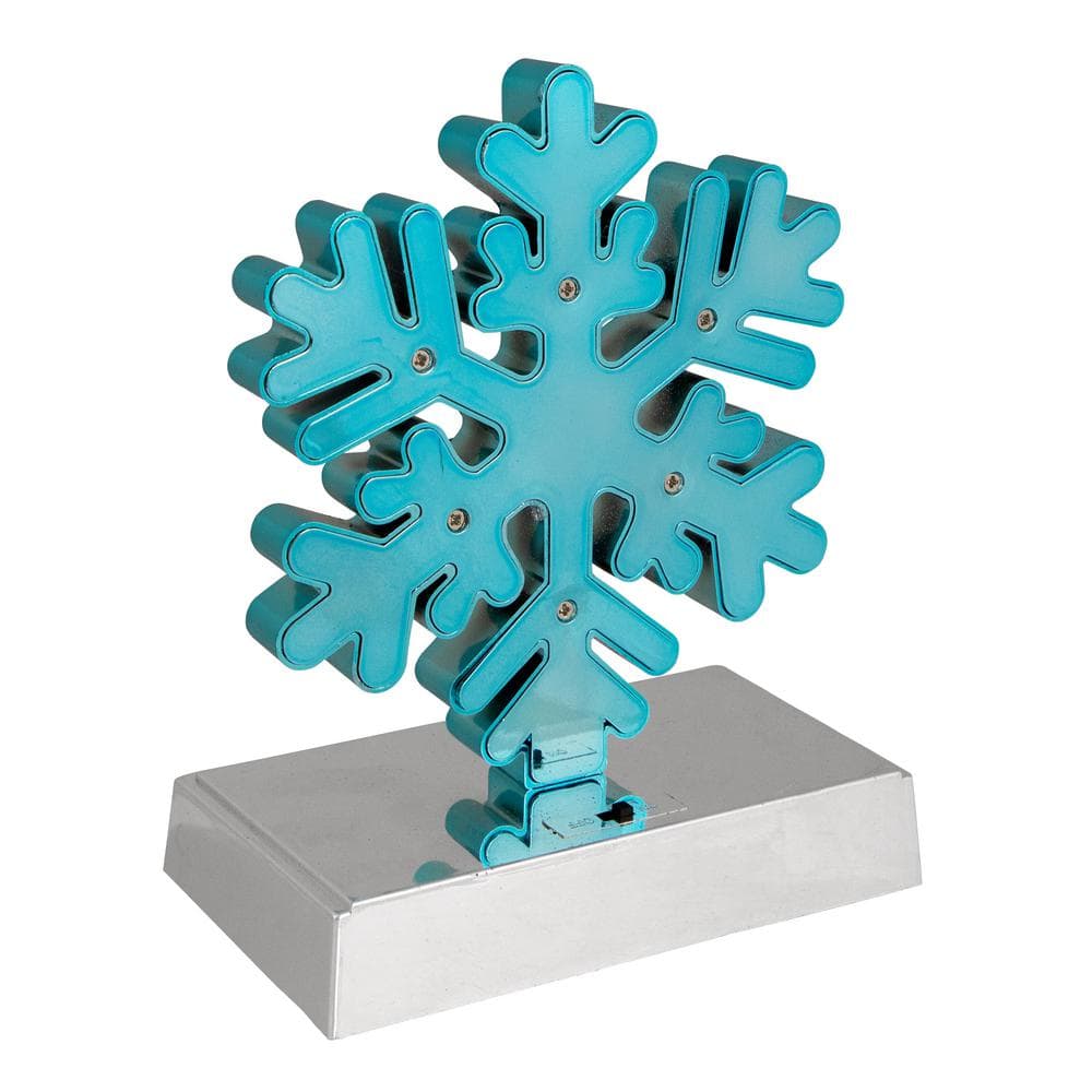 Blue and Silver LED Glitter Snowflake Christmas Stocking Holder