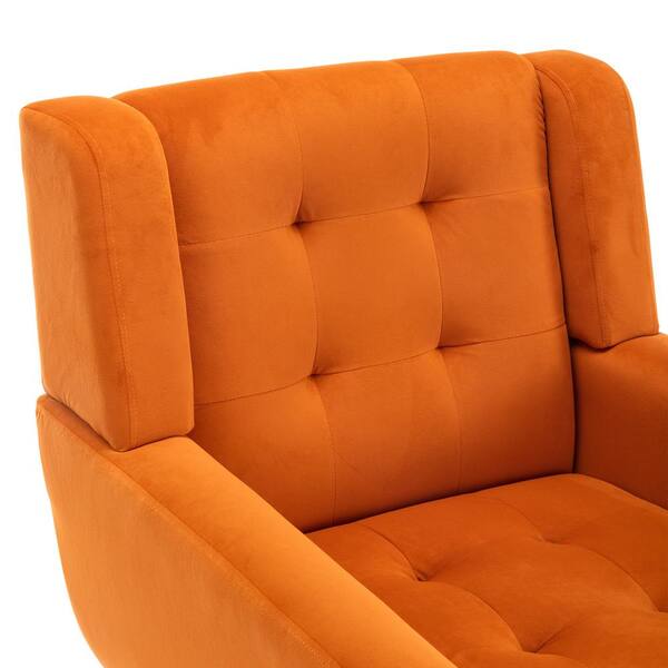 Polibi Mid-Century Modern Orange Velvet Accent Chair with Solid Wood and Thick  Seat Cushion RS-OMGVAC-O - The Home Depot