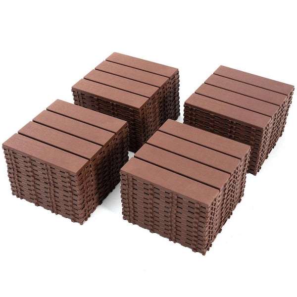 12 in. x 12 in. Patio Tiles Waterproof Plastic Outdoor Interlocking Deck Tiles (44-pack)