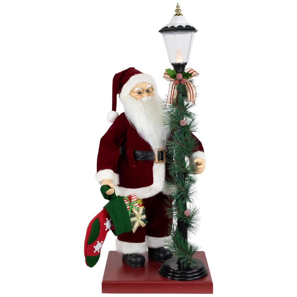 "Animated and Musical Santa Claus Figure with Lighted Lamppost and Christmas Stocking - 31""" price history on PriceWatchPro
