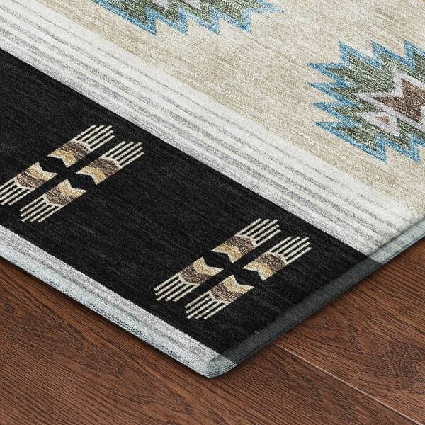 Mayfield Premium Machine Washable Abstract AMF2541 Black 3 ft. x 4 ft. Area Rug