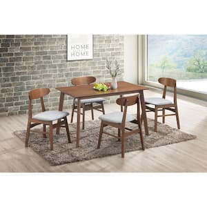 New Classic Furniture Morocco 5-Piece Wood Top Rectangle Dining Set, Light Gray