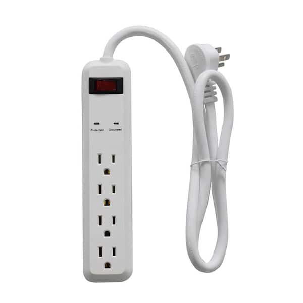 Unbranded - 4-Outlet Power Strip Surge Protector with 3 ft. Cord (4-Pack)