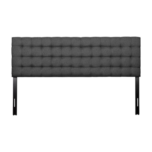 CorLiving Valencia Adjustable Grey King Upholstered Headboard with Square Tufting