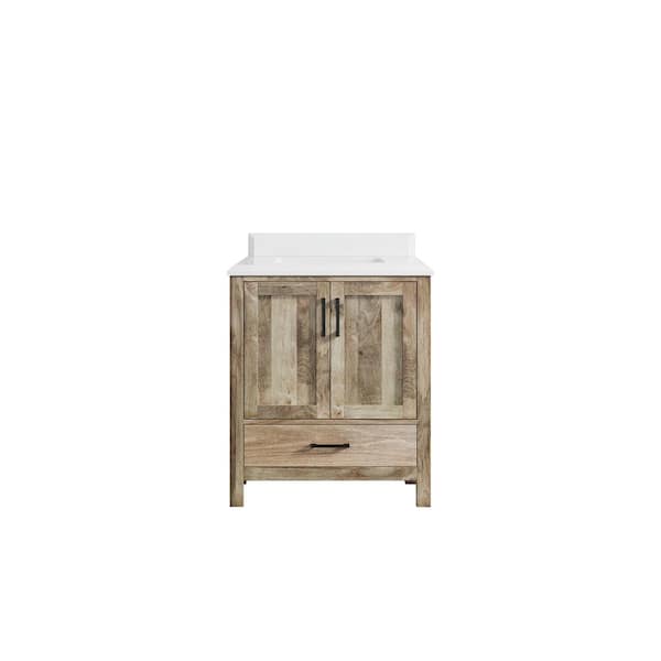 Willow Collections Malibu Mango 30 in. W x 22 in. D x 36 in. H Bath Vanity in Natural with Cove Edge White Quartz