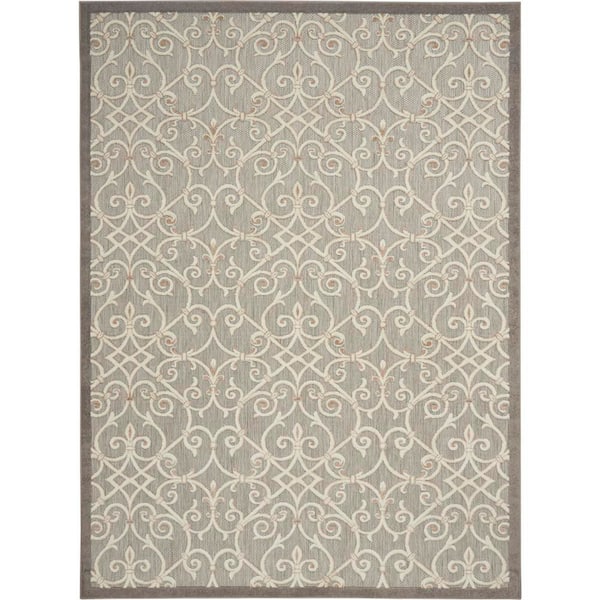 Aloha Natural 8 ft. x 11 ft. Floral Contemporary Indoor/Outdoor Patio Area Rug