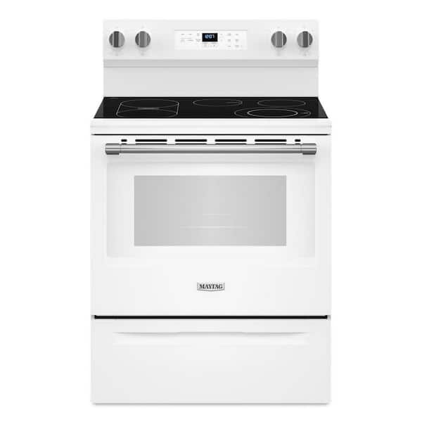 Maytag 30 in. 5-Element Freestanding Electric Range in White with No Preheat Air Fry