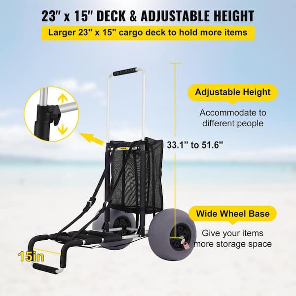 5.5 cu.ft. Beach Fishing Cart 300 lbs. Heavy-Duty Steel Foldable Fish Cart  Garden Cart with 4 x 11 in. Rubber Tires