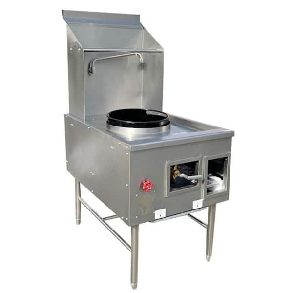 24 in. W 1 Burner 13 in. Hole Commercial Microwaveable Cookware LP Propane Chinese Wok Accessory Range in Stainless