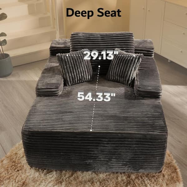 Allwex JOJO 67 in. Wide Square Arm Plush Corduroy Modern Rectangle