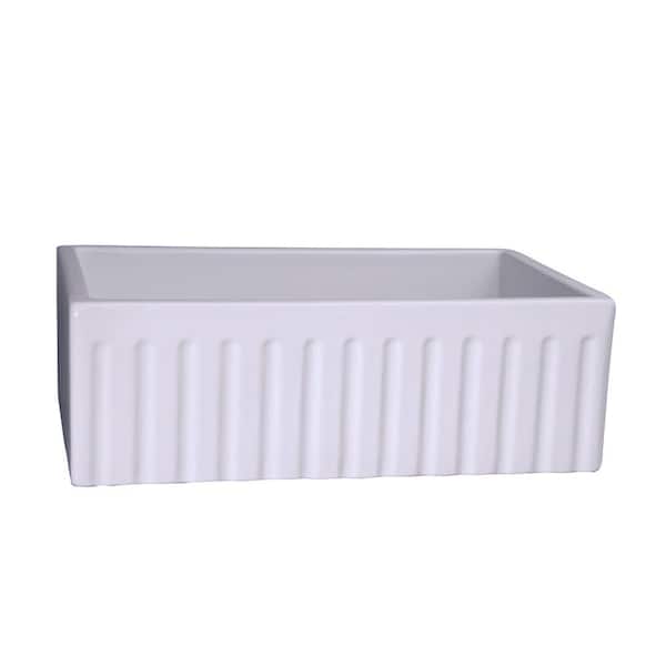 Barclay Products Felicity Farmer Sink Fireclay 29 in. 0-Hole Single Bowl Kitchen Sink in White
