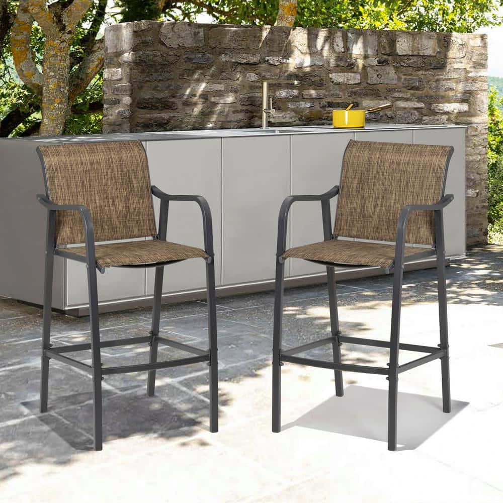 Crestlive Products Metal Outdoor Bar Stool in Earth (2-Pack) CL ...