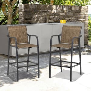 Metal Outdoor Bar Stool in Earth (2-Pack)