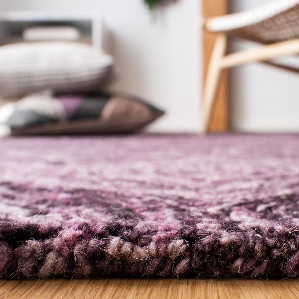 Hand-Tufted Purple Wool Square Area Rug, 6' x 6'