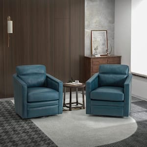 Elvira Turquoise Leather Arm Chair (Set of 2)