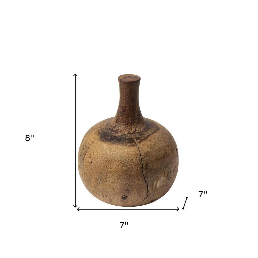 Afra Natural Brown Solid Wood Vase-Shaped Decor Accent