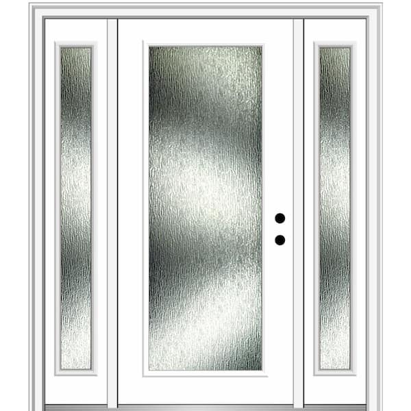 MMI DOOR Rain Glass 64.5 in. x 81.75 in. Left-Hand Inswing Full Lite Primed Prehung Front Door on 4-9/16 in. Frame