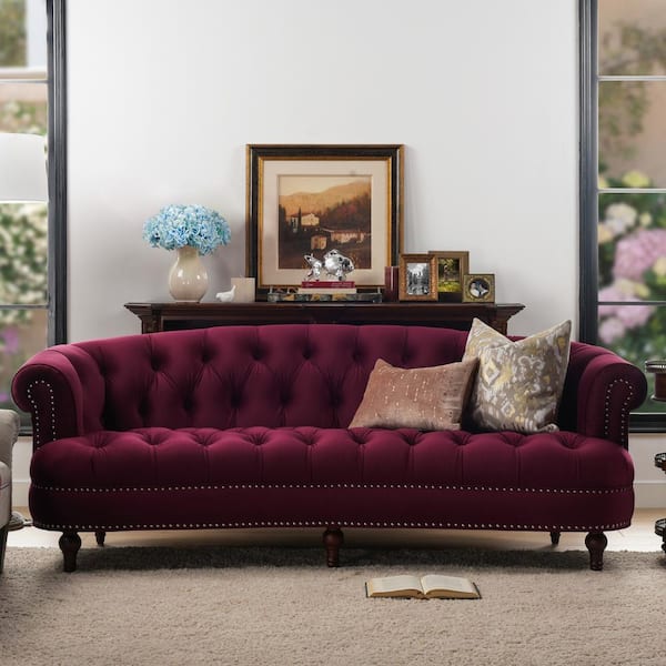 Jennifer Taylor La Rosa 85 in. Round Arm Velvet Curved 3-Seater