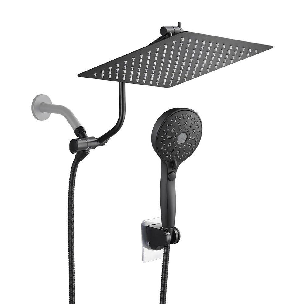 NearMoon 12" Rain Shower Head With Ceiling Arm - Matte Black Rainfall Shower System