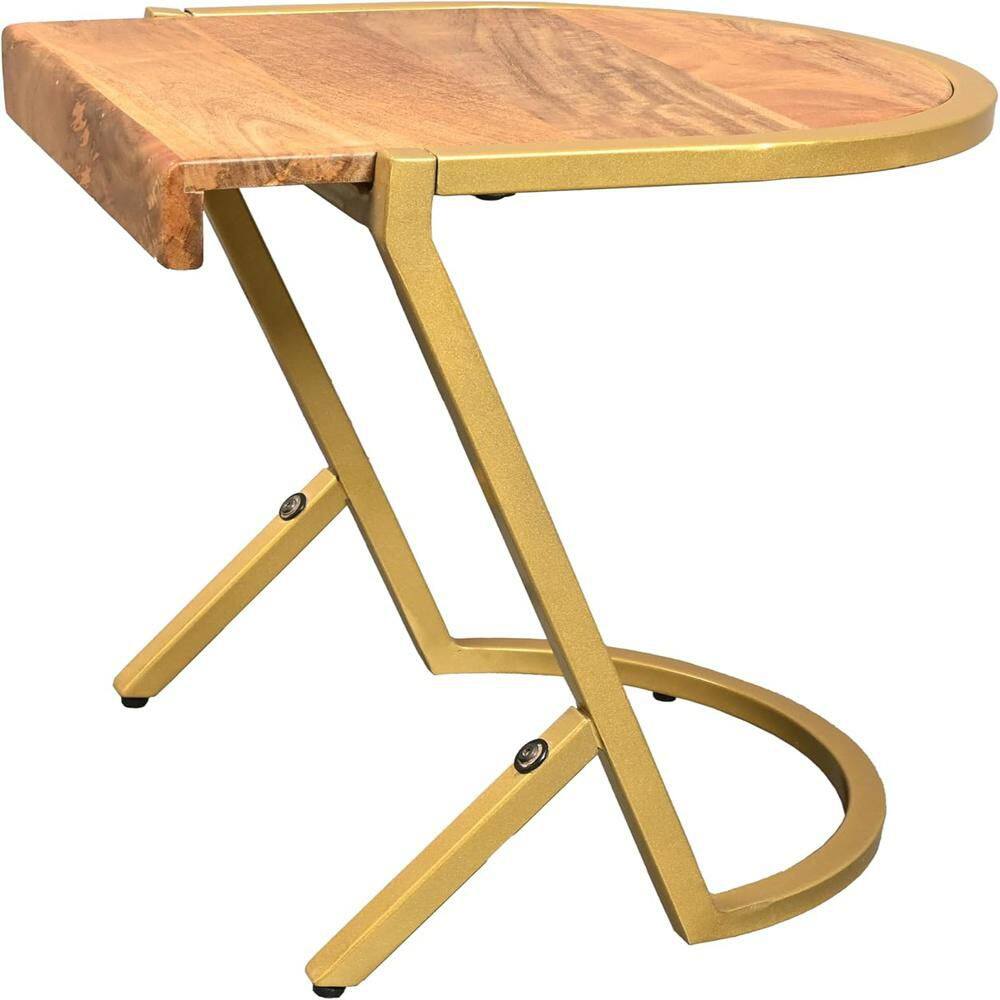 15 in. Gold Rectangle Wood End Table with Angled Legs