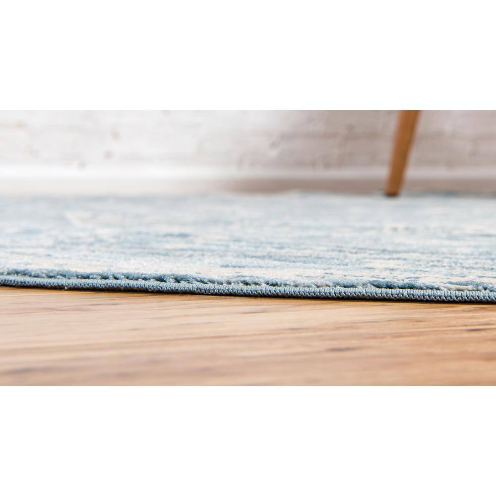 Serene Cascade Handmade Round Blue Floral Synthetic Rug
