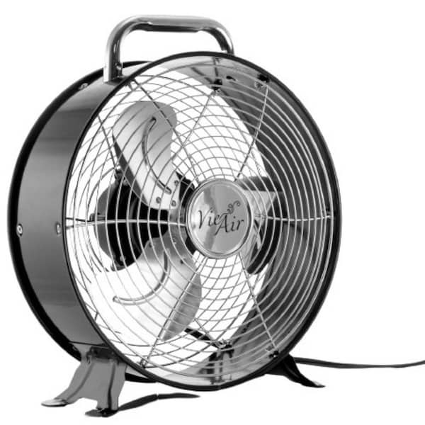 12 in. Dual-Speeds Drum Fan High Velocity Powerful and Quiet Dual Speed Retro Metal Drum Fan in Black Finish