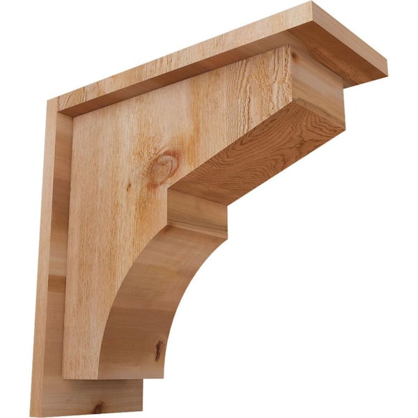 Ekena Millwork 6 in. x 14 in. x 14 in. Western Red Cedar Monterey Rough Sawn Corbel with Backplate