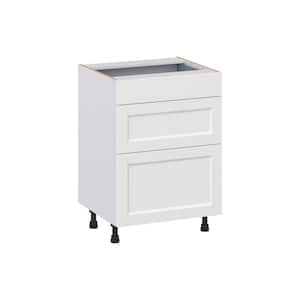 Alton Painted White Recessed Assembled 24 in. W x 34.5 in. H x 21 in. D Vanity 3 Drawers Base Kitchen Cabinet