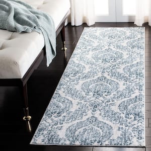 Isabella Navy/Ivory 2 ft. x 7 ft. Floral Geometric Medallion Runner Rug