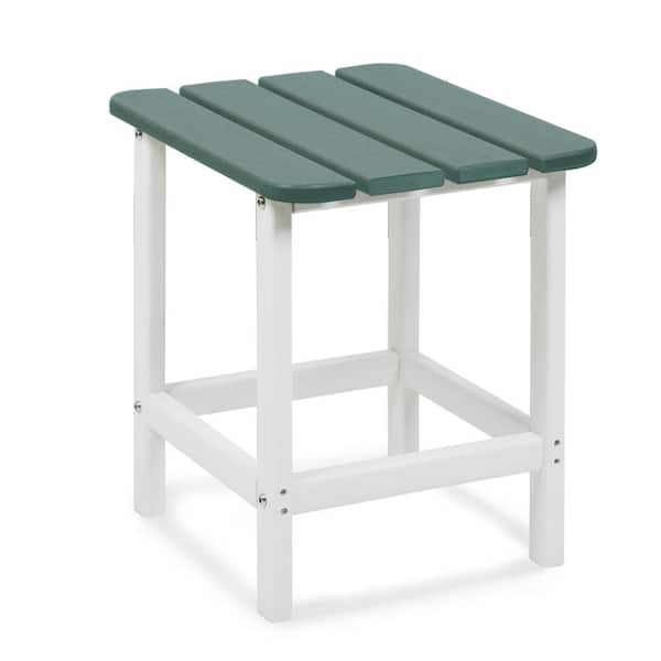 Aoodor 18 in. Dark Green Outdoor Rectangle Side Table Patio End Table