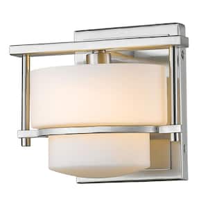 Porter 7 in. 1-Light Brushed Nickel Wall Sconce Light with Matte Opal Glass Shade with Bulb(s) Included