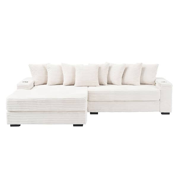 Z-joyee 94.5 in. Square Arm 2-Piece L Shaped Linen Modern Sectional Sofa in Dark Gray