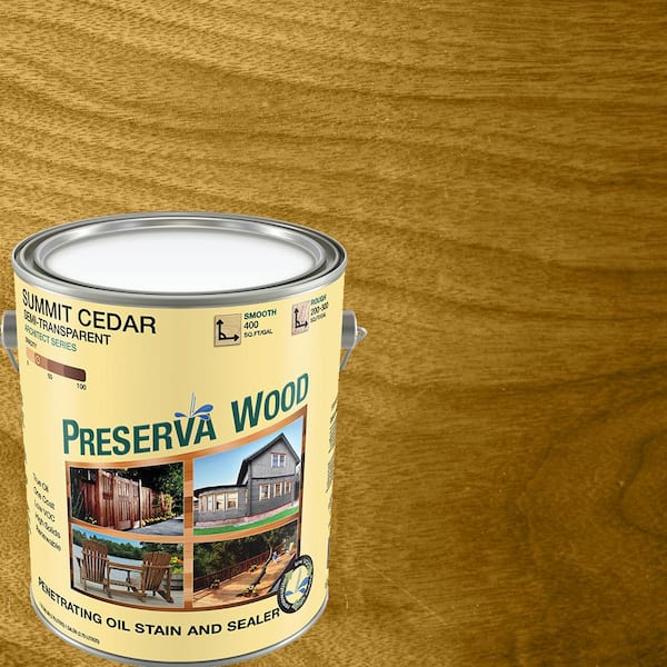 Preserva Wood 1 gal. Semi-Transparent Oil-Based Summit Cedar Exterior Wood Stain