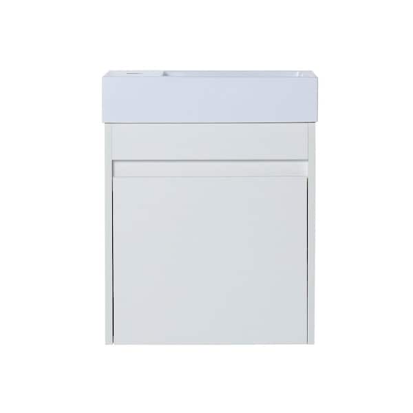 CASAINC 10.2 in. W x 18.1 in. D x 22.8 in. H Bath Vanity in White Cabinet with White Top with Soft Close Door