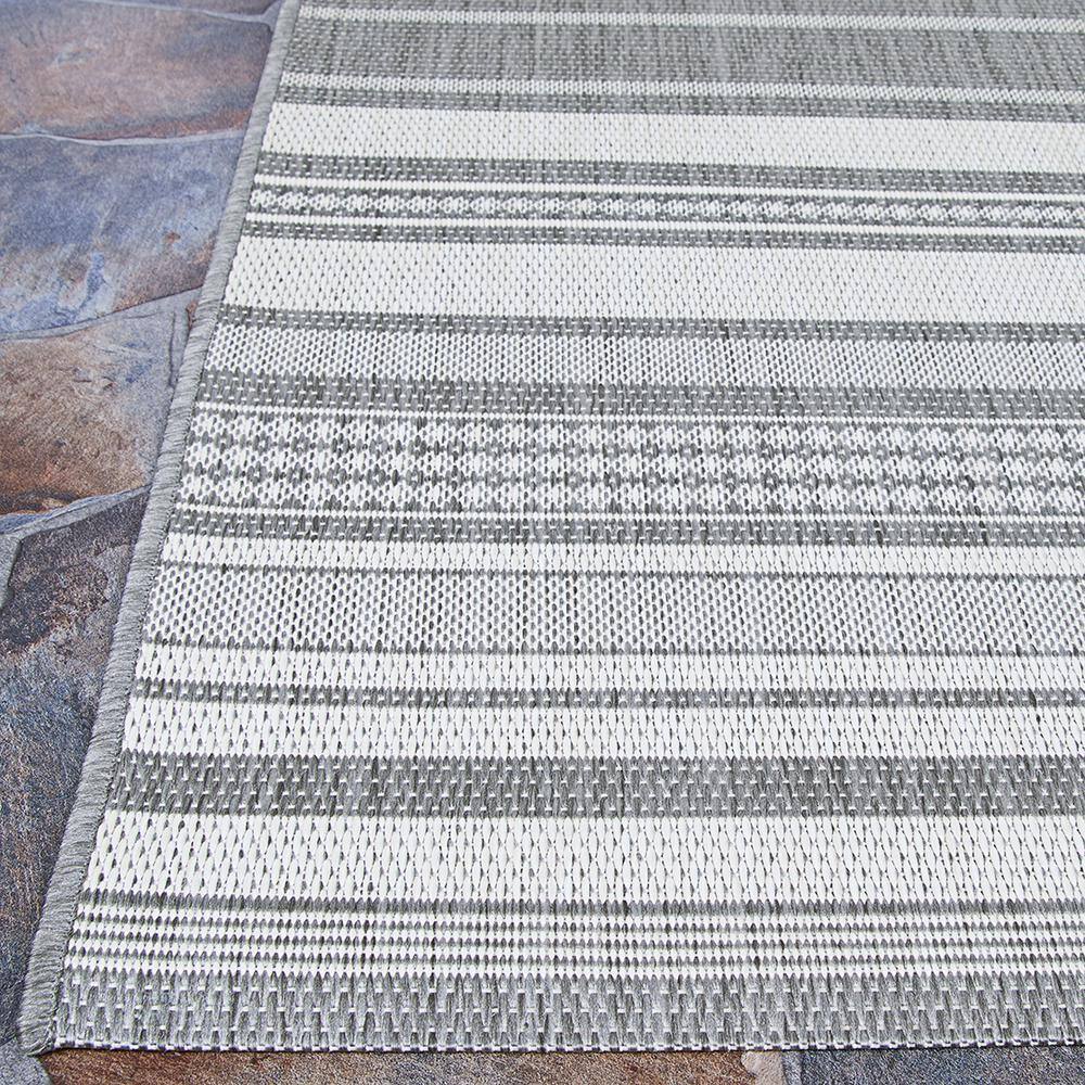 Champagne Grey Flat Woven Synthetic Rectangular Area Rug 6' x 9'