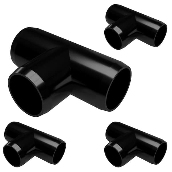 Formufit 1 in. Furniture Grade PVC Tee in Black (4-Pack)