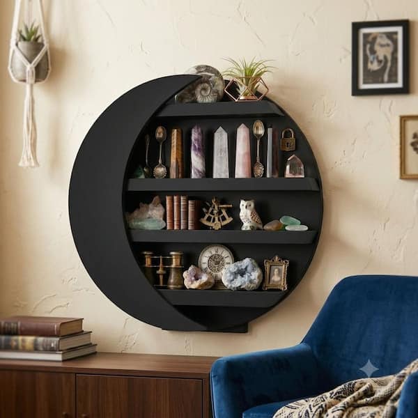 MMOBILITY 12 in. x 12 in. x 6 in. Black Moon Shelf Made of 3/4 in