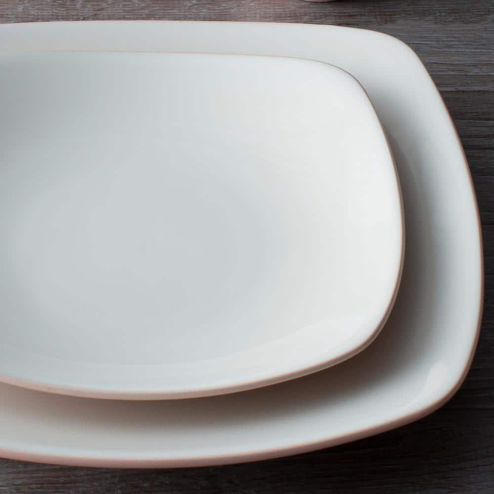 Pink Matte Ceramic Square Dinnerware Set for Four