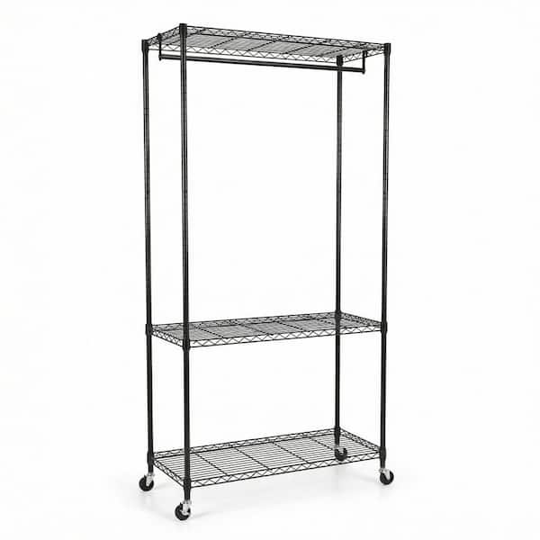 Nadia Black Metal Freestanding Clothes Rack 35.43 in. W x 73.23 in. H with 360° Swivel Wheels