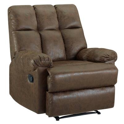 Brown Fabric Home Manual Overstuffed Recliner Sofa Chair