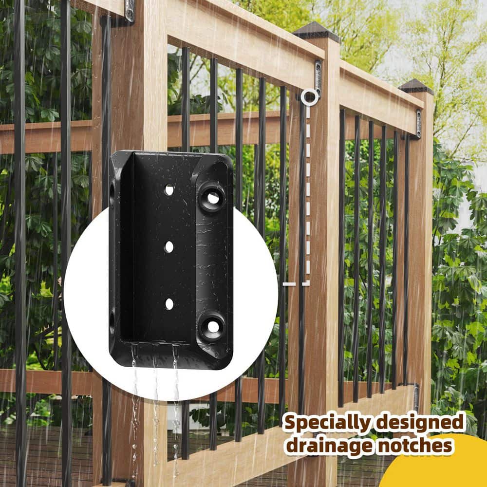 Black Nylon Deck Railing Bracket Connectors with Galvanized Screws