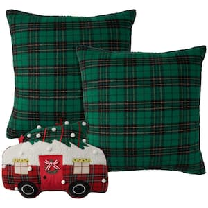 Holiday Pillows Green Cabin & Lodge 18 in. x 18 in. Square Throw Pillow