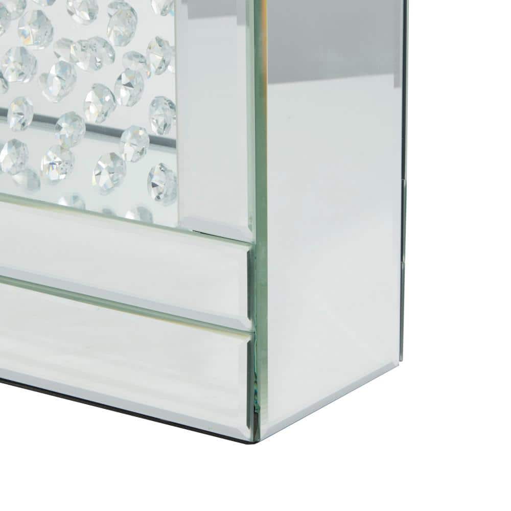 Silver Wood and Glass Candelabra with Mirrored Accents
