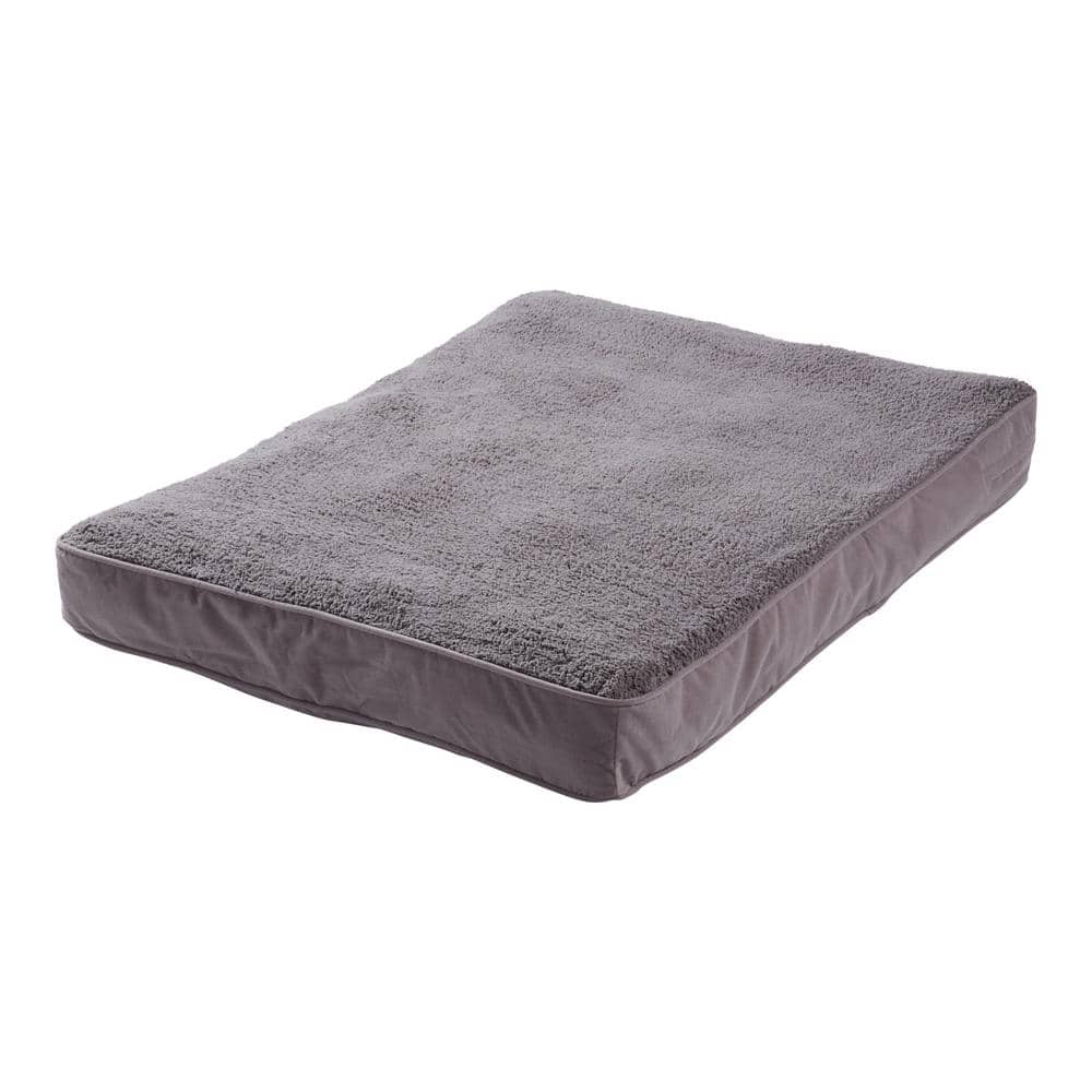Gray Medium Orthopedic Microfiber Dog Bed with Sherpa Panel
