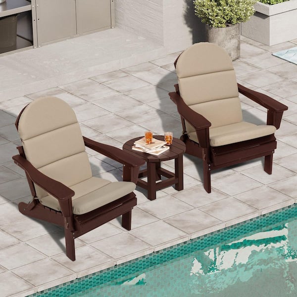 Unbranded 20 x 20 x 30 in. 2-Piece Outdoor Adirondack Chair Cushion Non-Slip Patio Rocking Chair Cushions with Ties in Beige