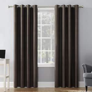 Duran Walnut Brown Polyester Solid 50 in. W x 84 in. L Noise Cancelling Grommet Blackout Curtain (Single Panel)